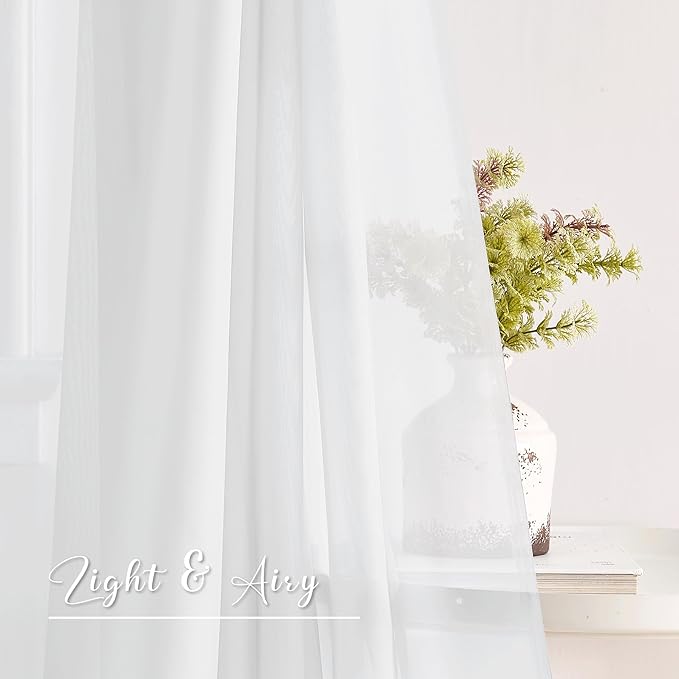 NICETOWN Scarf Curtain for Living Room - Elegant Solid Voile Sheer Valance Topper Long Window Treatment Scarf for Villa/Cottage (1 PC, Light Gray, W60 x L216)