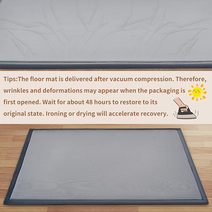 SUNYRISY Baby Play Mat for Floor, 1.4in Thick Memory Foam Padded Play Mats for Baby, Soft Velvet Infants Toddler Kids Play Mat Non-Slip Bottom, Crawling Baby Rugs for Nursery 80x80in