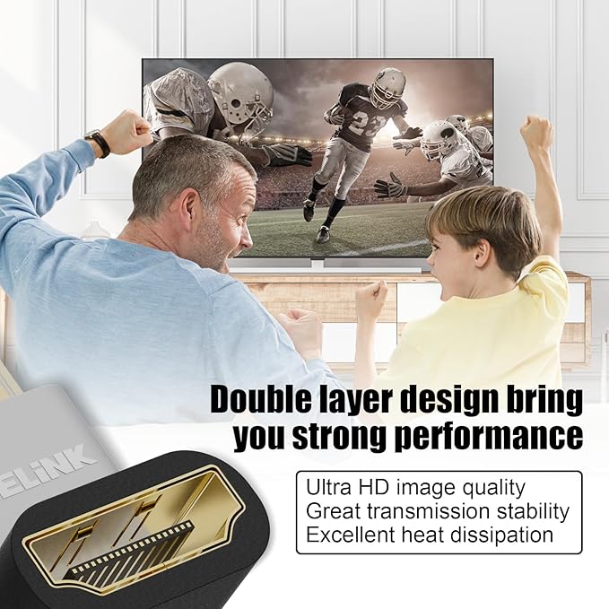 VCELINK HDMI Right Angle Adapter 8K@60Hz, 90 Degree HDMI Adapter Male to Female, HDMI 2.1 Cable with 4K@120Hz, HDR, eARC for for HDTV Switch Laptop PS4 PS5 Xbox, 2-Pack
