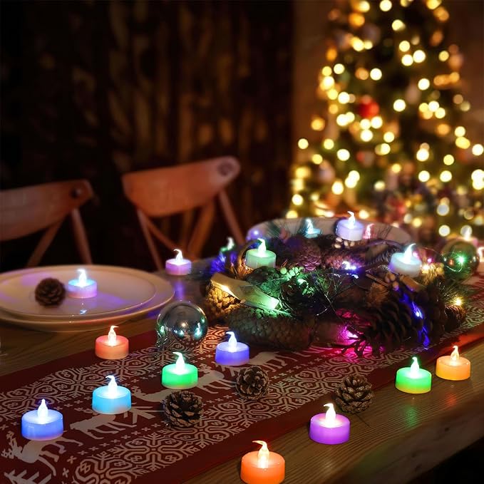 Topstone Color Changing Led Tealight Candles with Remote Control and Timer,Battery Operated Flameless Candle, Votive Candles,Electric Tea Candles for Party,for Indoor Decoration,Pack of 12