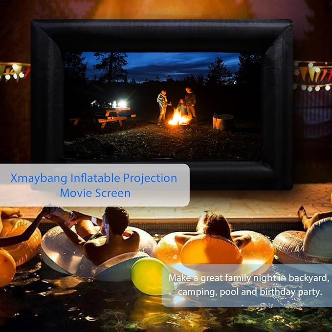 18ft Inflatable Movie Projector Screen, Outdoor Projector Screen, Front/Rear Projection, Including Blower, Pedestal, Straps and Storage Bag