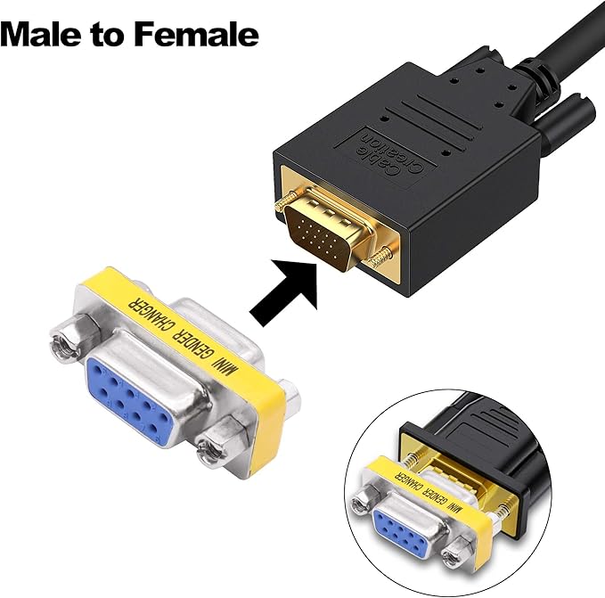 DB9 Gender Changer Solderless Connector Female to Female Adapter Mini RS232 D-SUB 9 Pin Serial Cable Coupler-4pcs