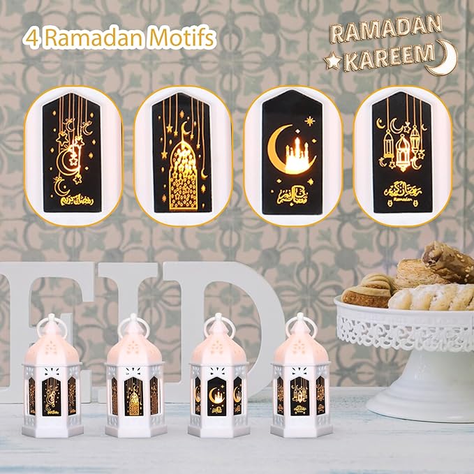 LLQ Mini Ramadan Lantern (12Pcs-5in) - Moroccan Small Lanterns Decorative, Eid Mubarak Decorations for Home, Ramadan Gifts for Family, Table Centerpiece