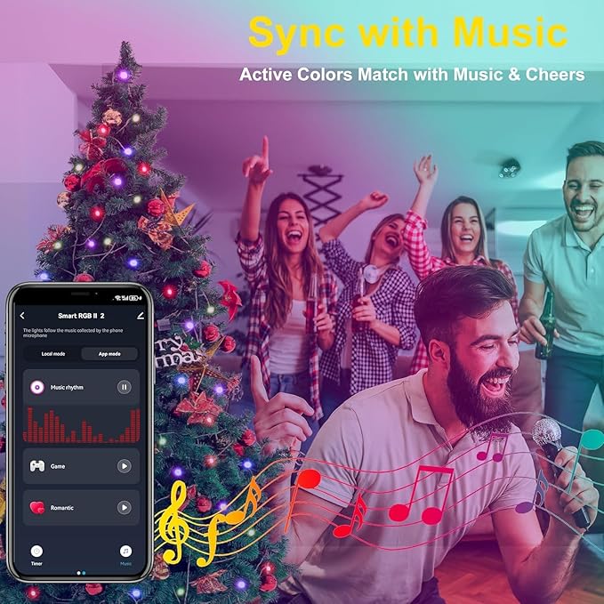 Smart WiFi LED Christmas Lights, APP-Controlled RGB Fairy String Lights, Ideal for Xmas Tree, Garden, Home, Party, Halloween Festival Deco (99ft-300LED)