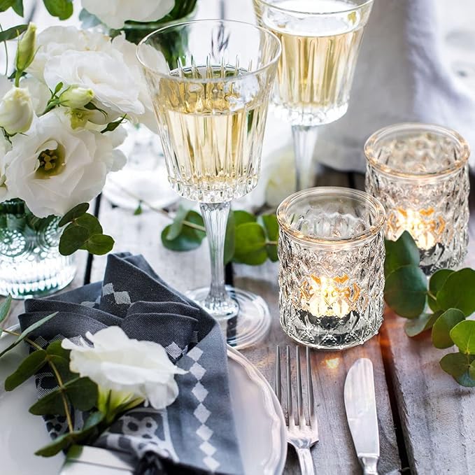 12pcs Votive Candle Holders, Clear Glass Candle Holder in Bulk, Tealight Candle Holder for Wedding Decor, Table Centerpiece, Home Decor and Holiday Decor