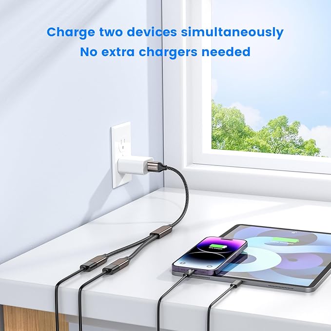 MOGOOD USB 3.0 Splitter 1 in 2 Out, 5Gbps Y Cable, Aluminum Shell & Braided Nylon, Durable USB Port Expander Hub for Laptop, Mac, PC, TV, PS5, Printer – Not for CarPlay/Android Auto