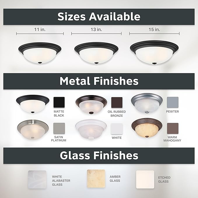DESIGNERS FOUNTAIN Reedley 2-Lights Flush Mount Ceiling Light, 13 Inch Lighting Fixture for Kitchen, Bedroom, Bathroom, and Hallway, Matte Black with Etched Glass, 1257M-MB-W
