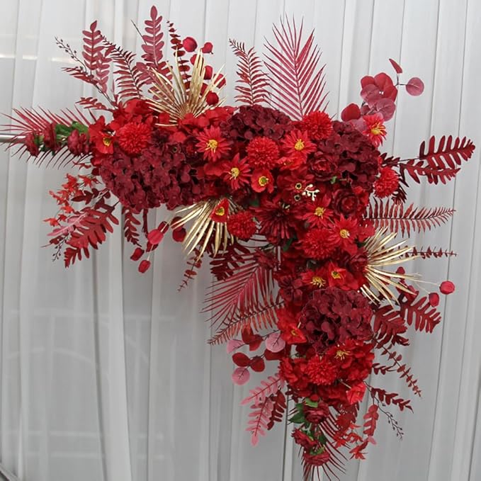 WEISPARK 100PCS Artificial Hydrangea Flowers, Fake Flowers Silk Hydrangea Full Flowers Heads with Stems for Wedding Home Party Shop Baby Shower Decor (Burgundy)