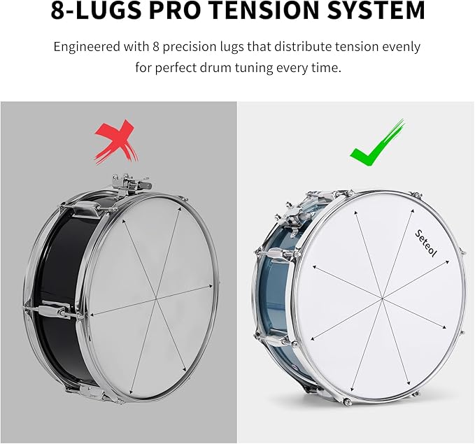 Snare Drum Set, 14" x 5.5" Marching Snare Drum with Stand & Storage Padded Bag + Silent Mute Pad + Drums Sticks + Drumstick Holder + Drums Key + Damper Gels for Adults Kids Beginners (Blue)