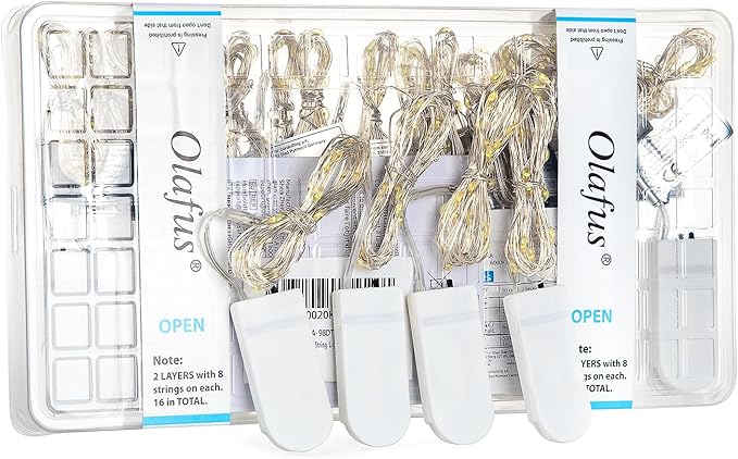 Olafus 16 Pack Fairy Lights Battery Operated, IP68 Waterproof Mini String Light, 7ft Small LED Bottle Light for Wedding Vase Centerpieces Table Decorations Christmas Indoor Party Jars Gift Cool White