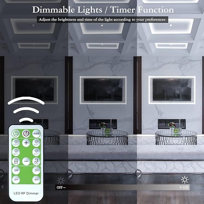 LED Strip Lights 900 LED/50ft, Infrared Remote Control,6000K 12V Daylight White LED Light Strip,Timing Function LED Lights for Under Cabinet, Bedroom, Kitchen