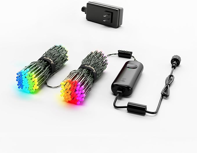Twinkly Strings 250 RGB LEDs, in- and Outdoor LED Light String, Smart Multicolor LED Lights, Compatible with HomeKit, Alexa and Google Home, Gaming, IP44, App Control, Black Wire, 65.6ft