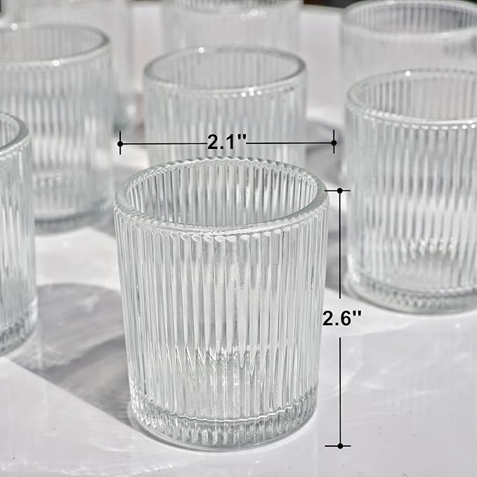 VOHO Clear Votive Candle Holders for Table Centerpiece, Glass Candle Holder Bulk Set of 12, Glass Votive Holder for Home Decor & Holiday Decor(2.1 x 2.6 Inch, Clear)