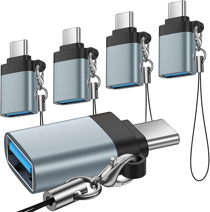 USB C to USB Adapter,5Pack USB C Male to A Female OTG Adapter for iPhone 17 Pro Max 17 Pro 17 Plus Air 16e 16 Pro Max 16 Pro 16 Plus 16 15 Pro,Mac Book, iPad,Samsung Galaxy