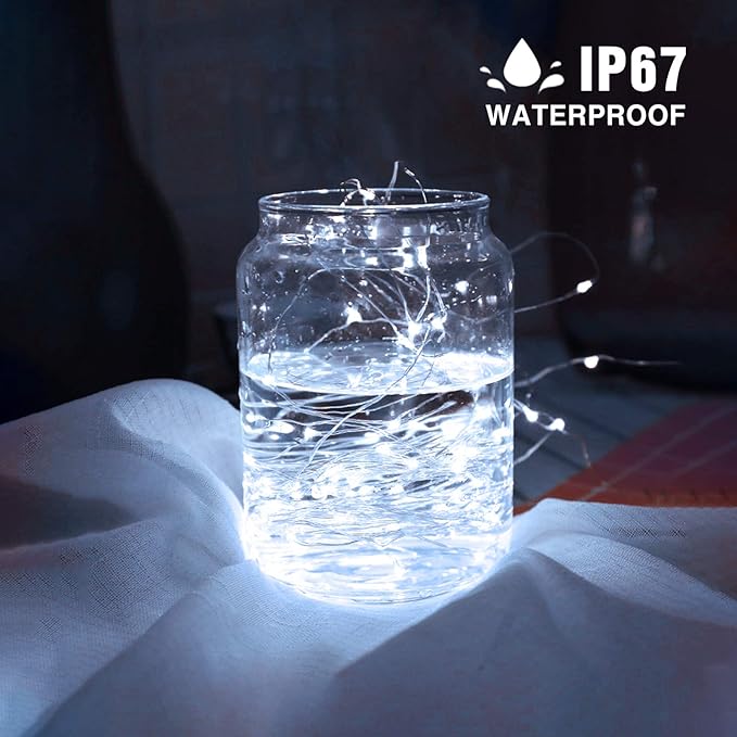 Onforu 16 Pack Fairy Lights Battery Operated String Lights, 6.5ft 20 Mini LED Lights, IP67 Waterproof White Fairy Lights, Twinkle Lights for Mason Jar Wedding Centerpiece Decor Christmas Bedroom