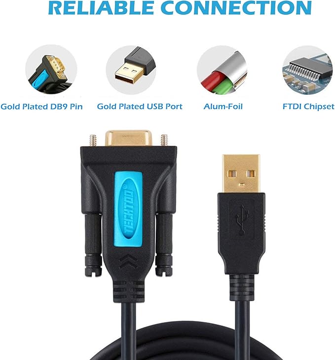 4 Port Professional FTDI CHIP USB to Serial RS232 DB9 Adapter Converter Serial Cable 9-Pin Male to Male with Thumbscrews (W/Thumbscrews, 4 RS232 Port)