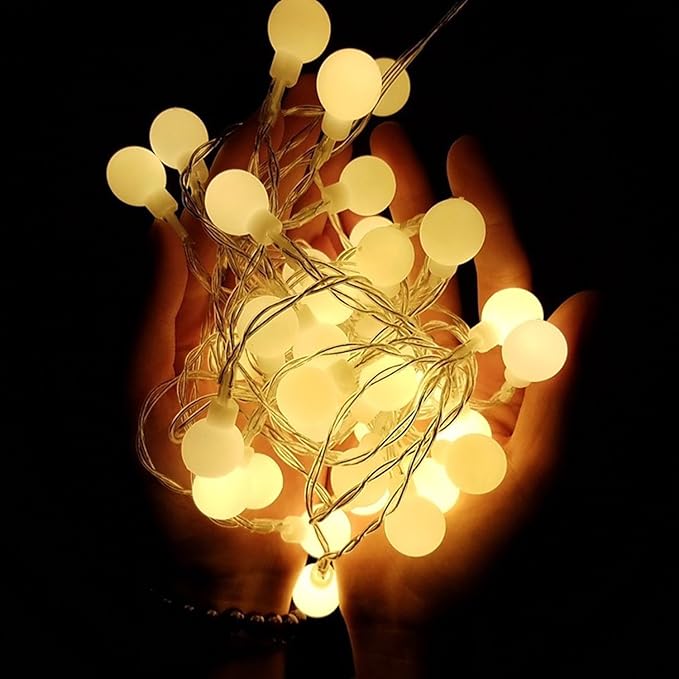 WERTIOO 33ft 100 LEDs Battery Operated String Lights Globe Fairy Lights with Remote Control for Outdoor/Indoor, Tent, Camping, Bedroom,Garden,Christmas Tree[8 Modes,Timer ] (Warm White)