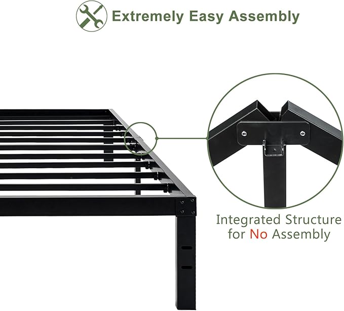 45MinST 14 Inch Reinforced Platform Bed Frame/3500lbs Heavy Duty/Easy Assembly Mattress Foundation/Steel Slat/Noise Free/No Box Spring Needed, Twin XL