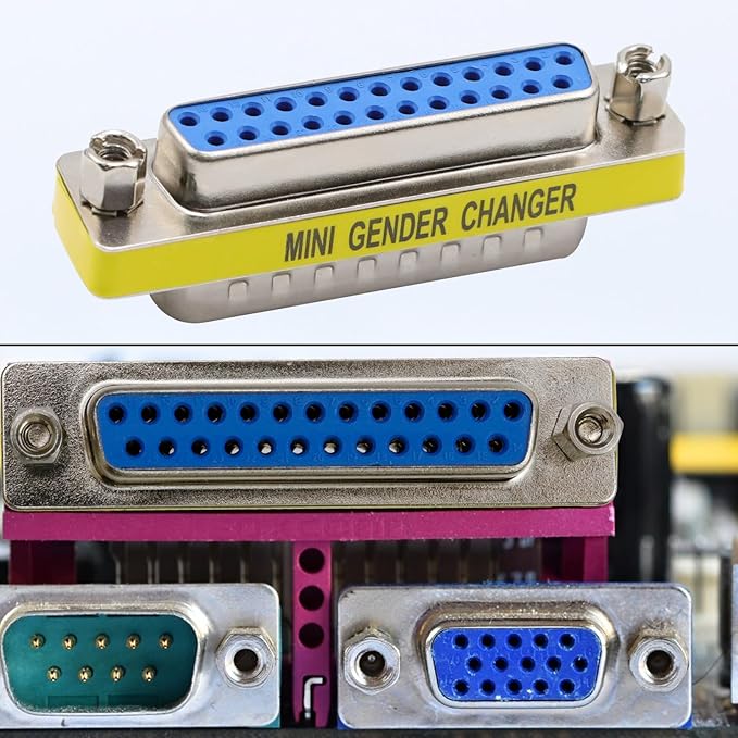 Antrader 25 Pin VGA SVGA KVM Male to Female M/F Mini Gender Changer Coupler Adapter DB25 Cable Converter Parallel DSUB Connector for PC Pack of 4