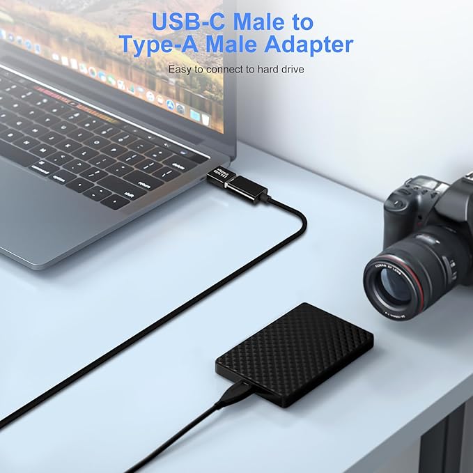 USB 3.0/3.1 Male to USB-C Male Adapter (2 Pack), OTG 3.0/3.1 USB A to Type-C Adapter, Fast Data Transfer up to Gen2 10Gbps, USB C Connector Connection or Data Cable Extension