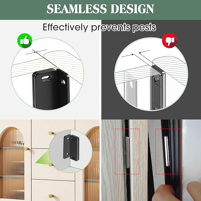 Ultra Thin Cabinet Door Magnets Catch,Magnetic Door Catch,Cabinet Latch Magnetic Closures for Kitchen Closet and Cupboard Wardrobe (Black Magnetic 4P)