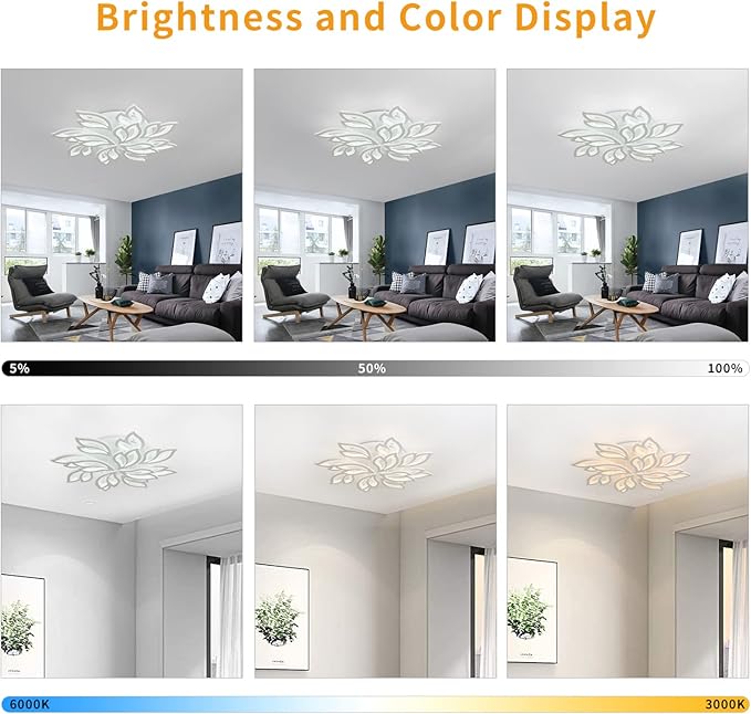 Garwarm Modern Ceiling Light,32” Dimmable LED Chandelier Flush Mount Ceiling Lights,Remote Control Acrylic Leaf Ceiling Lamp Fixture for Living Room Dining Room Bedroom Kitchen(90W /White)