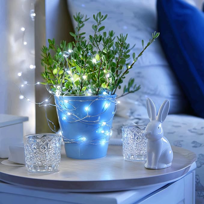 JMEXSUSS 4 Pack 50 LED White Christmas Fairy Lights Battery Operated - 16.1ft Mini Twinkle Lights Indoor Outdoor Waterproof for Dorm Garden Patio Party Wedding Birthday Holiday Decorations