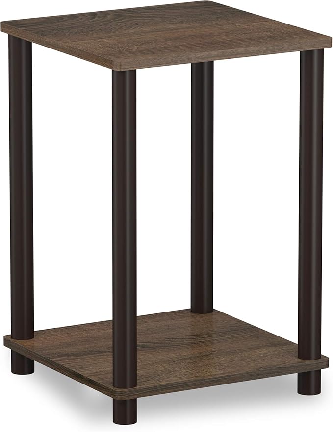 FURINNO Turn-N-Tube Haydn 2-Pack End Table, Walnut/Brown