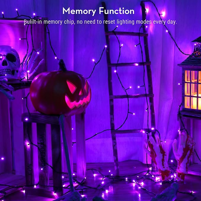 ODEETRONIC Purple Halloween Lights, 98.4ft 300 LED Purple String Lights, 8 Modes Halloween Light String Connectable, Plug in Twinkle Fairy Light Waterproof for Outdoor Holiday Party Home Tree Decor