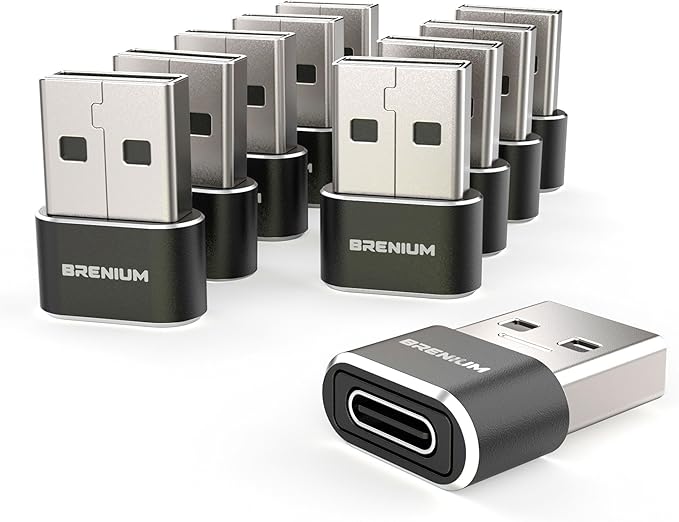 USB to USB C Adapter 10-Pack, Charger Converter for iPhone 14, Samsung Galaxy, iPad, Apple Watch, Type-C Female to A Male (USB-A to USB-C)