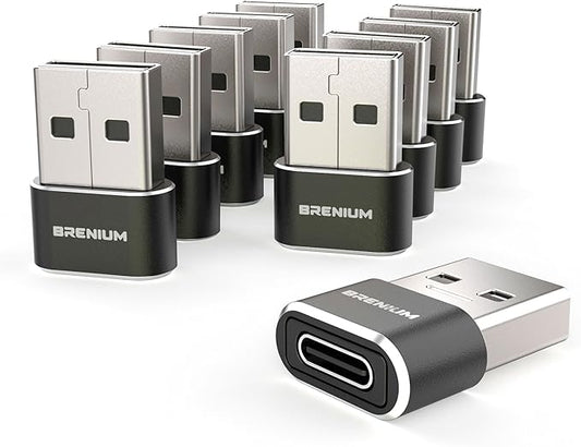 USB to USB C Adapter 10-Pack, Charger Converter for iPhone 14, Samsung Galaxy, iPad, Apple Watch, Type-C Female to A Male (USB-A to USB-C)