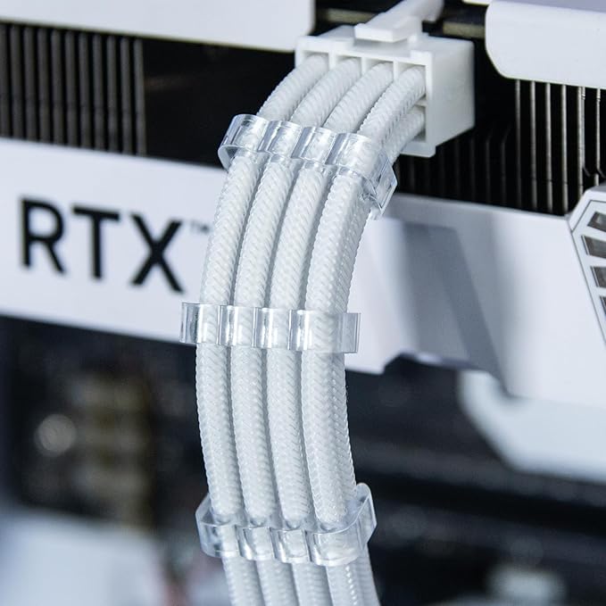 SIRLYR PC Cable Comb,PSU Cables Combs kit for Extension Cable Management 24 PCS Set 12vhpwr Cable x 4,24 pin x 4,8 pin x 16,3 mm/0.11In up to 3.5 mm/0.13 in Wire Gauge Transparent, XS-03