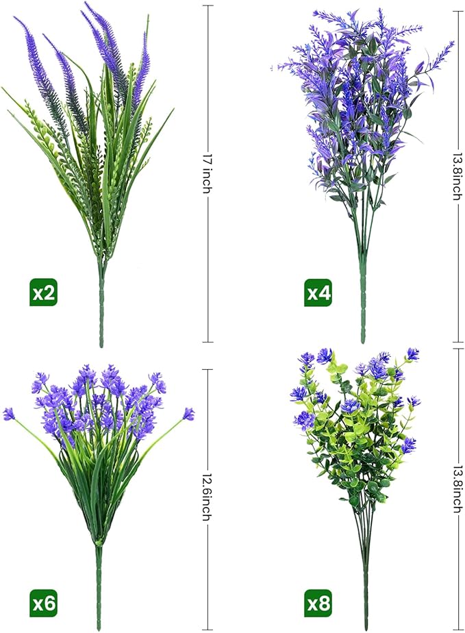 Artificial Plants Outdoor, 20PCS Artificial Flowers, UV Resistant Fake Flowers, Faux Flowers for Outdoor Planters for Front Porch Pot Decor