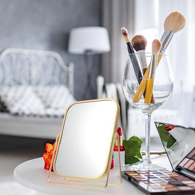 Mipcase Makeup Mirror, 360 Degree Swivel Vanity Mirror Portable Table Make Up Mirror for Bedroom Bathroom