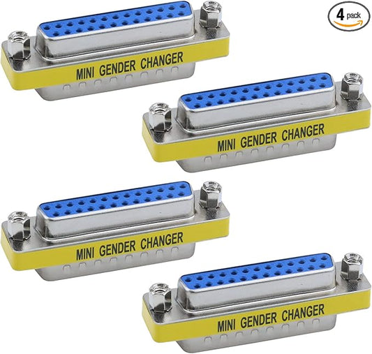 Antrader 25 Pin VGA SVGA KVM Male to Female M/F Mini Gender Changer Coupler Adapter DB25 Cable Converter Parallel DSUB Connector for PC Pack of 4