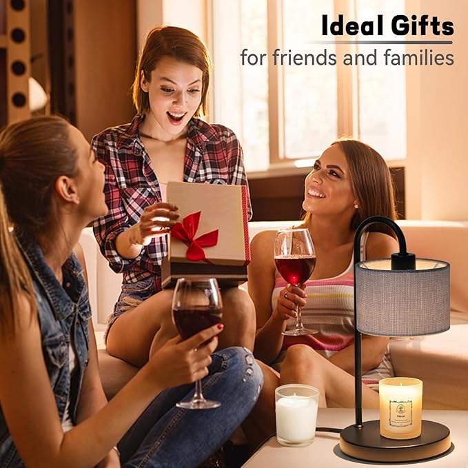 Candle Warmer Lamp with Timer, Dimmable Candle Wax Warmer Electric Candle Lamp for Scented Candles with 2 Bulbs, House Warming Gifts Christmas Gifts for Women Bedroom Home Decor - Gray