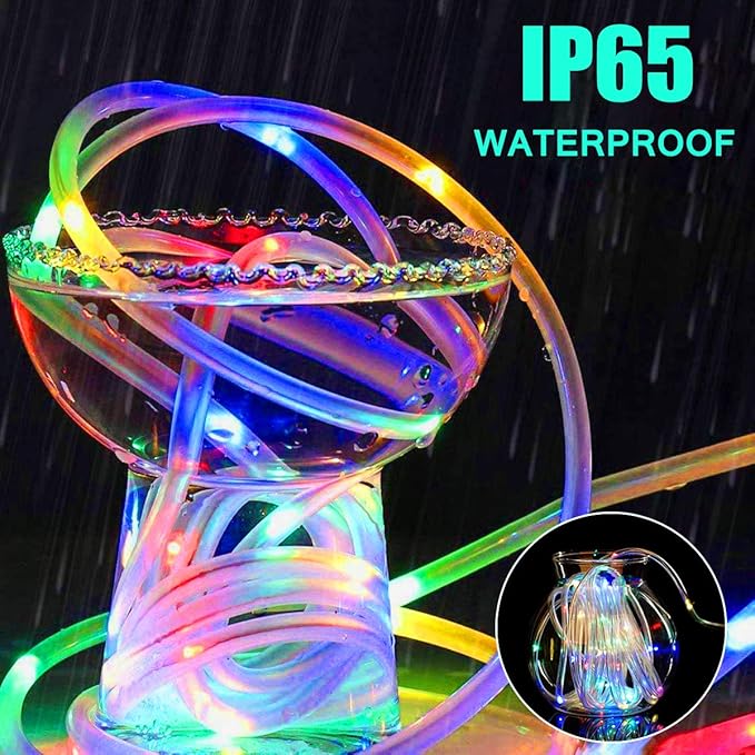 LED Rope Lights Battery Operated String Lights-40Ft 120 LEDs 8 Modes Outdoor Waterproof Fairy Lights Dimmable/Timer with Remote for Camping Party Garden Holiday Decoration
