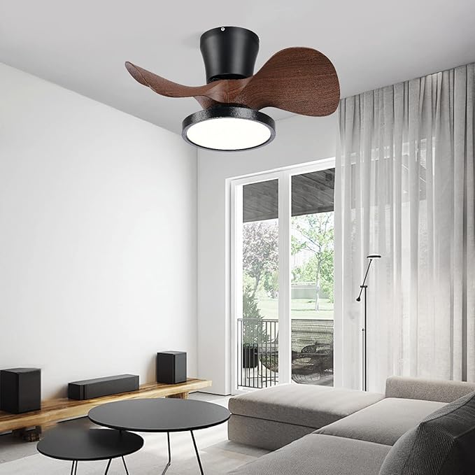 ocioc Quiet Ceiling Fan with LED Light 22 inch Large Air Volume Remote Control for Kitchen Bedroom Dining Room Patio
