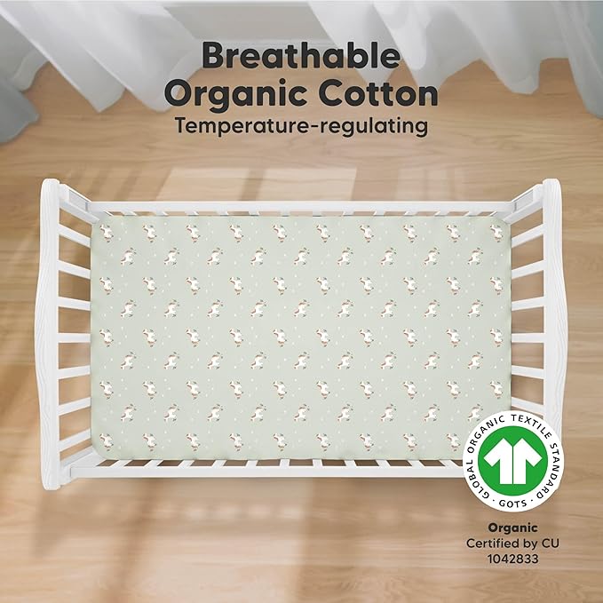 KeaBabies 2-Pack Organic Crib Sheets for Boys, Girls - 52x28 Fitted Crib Mattress Sheet Neutral, Breathable Jersey Cotton Cover for Baby Bed, Toddler Mattress, Soft & Cute Prints (Lune Mystic)