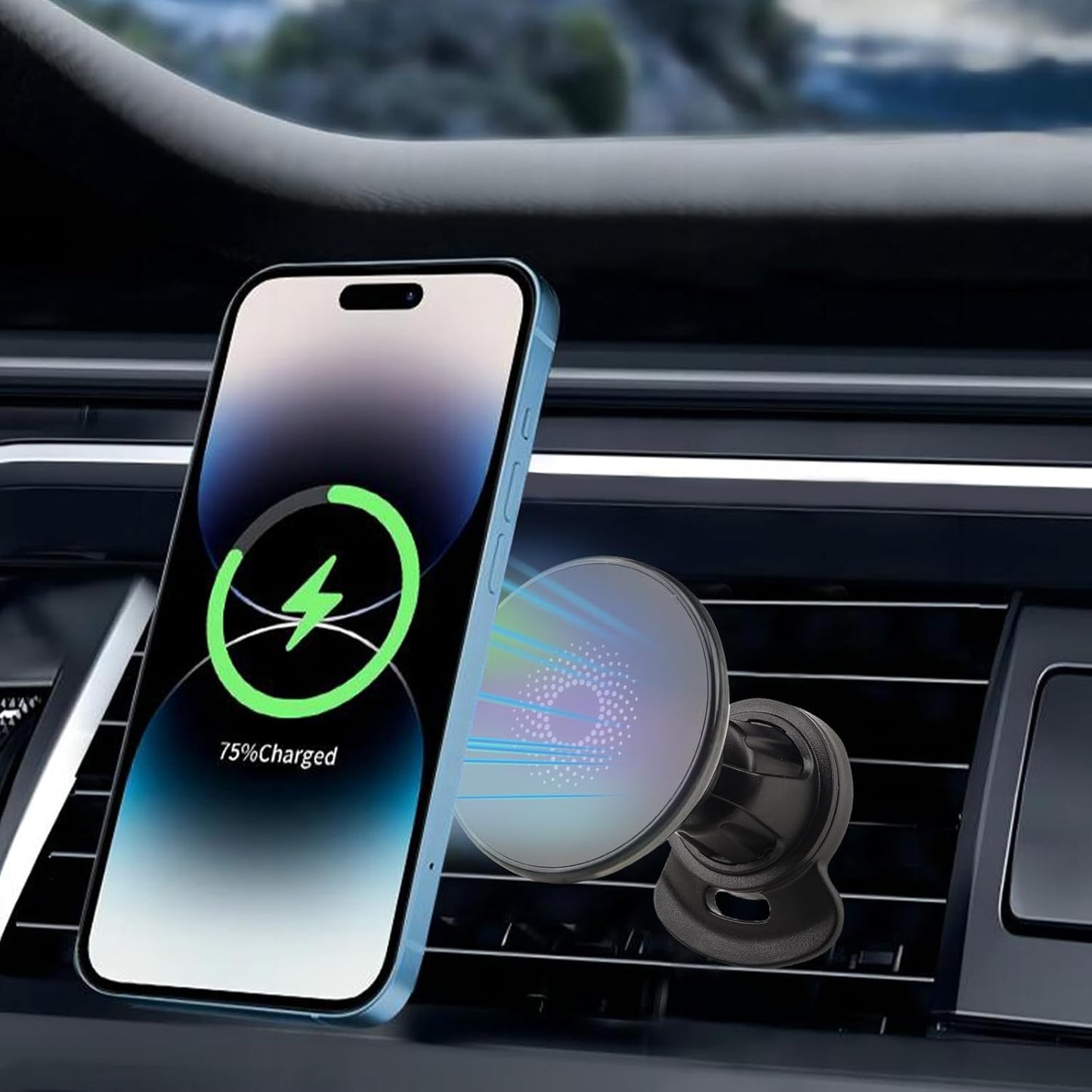 MagSafe Car Mount Charger, 15W Fast Charging LED Magnetic Wireless Charger for iPhone 15 Pro Max Plus Mini/14/13/12