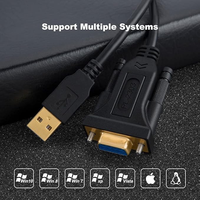 CableCreation [2-Pack] USB to RS232 Adapter with PL2303 Chip 10 FT, USB 2.0 to RS232 Female DB9 Serial Converter Cable for Cashier Register, Modem, Scanner, Digital Cameras, CNC, 3M Black