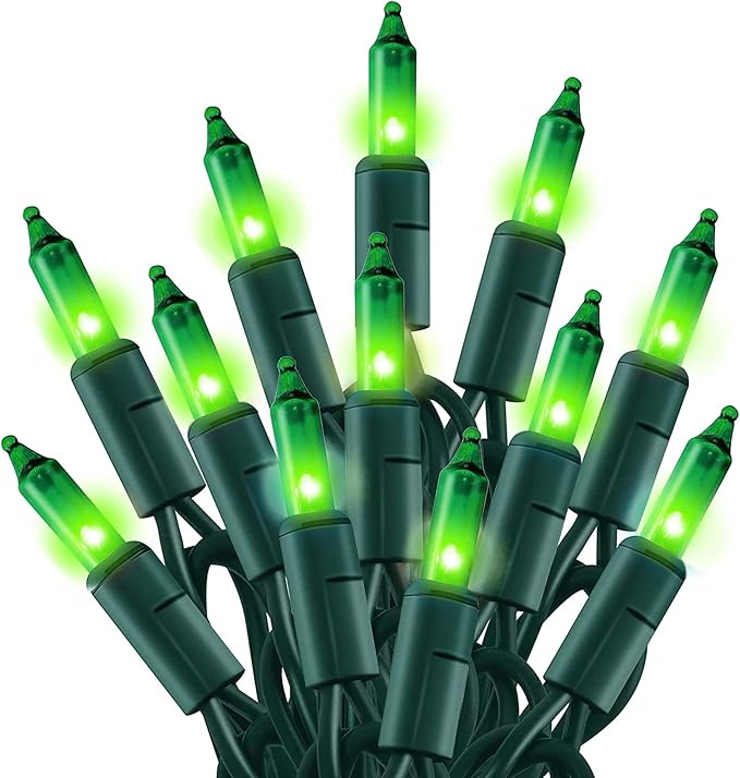Dazzle Bright St. Patrick's Day Lights, 20FT 100 Count Incandescent Waterproof Mini String Lights Plug in, Connectable Christmas Decoration for Indoor Outdoor Home Party Garden Yard (Green)
