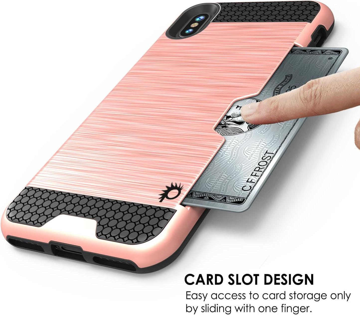 Punkcase for iPhone X Case [Slot Series] - Slim Fit Universal Armor Cover with Integrated Anti-Shock System, Credit