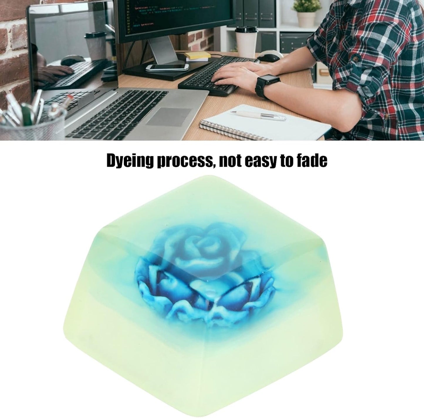 Zopsc Game Resin Keycap, Cute Custom Handmade Keycap for Game Players and Keyboard Enthusiasts (White Rose)