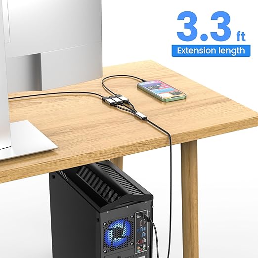 USB C to Triple USB Cable Splitter 3.3Ft,USB C Male to 3USB Female Cable Adapter 1m, TypeC to Three TypeA Y Charging Cable, Multiple Hub for Laptop, Tablet, Telephone,Flash Disk, Gaming Consoles