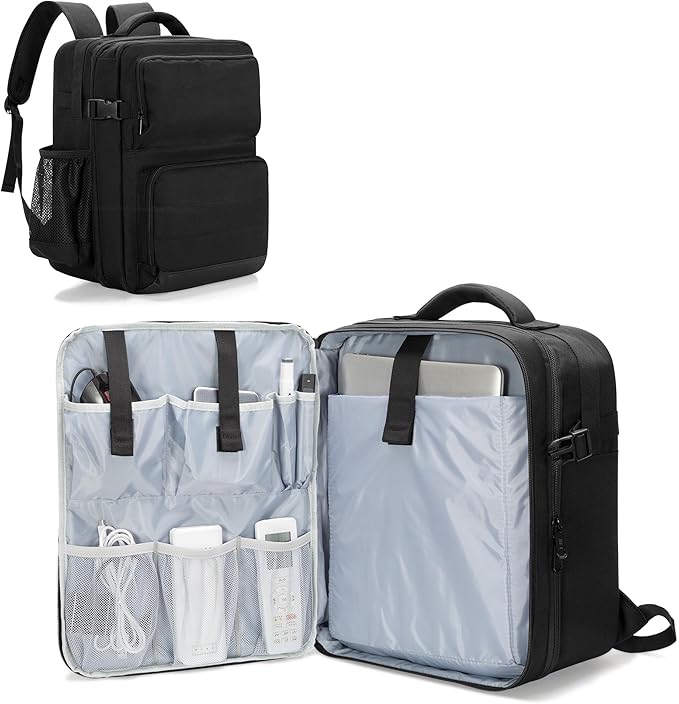 LUXJA Projector Backpack with 15.6 Inch Laptop Sleeve, Projector Bag with 2 Large Compartments (Compatible with Most Major Projectors), Black