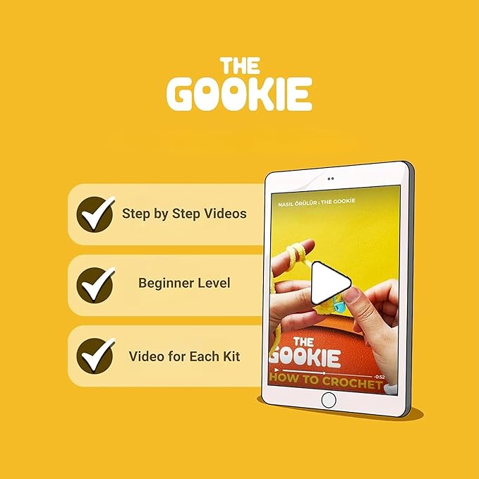 THE GOOKIE Amigurumi Crochet Kit for Beginners – DIY Crochet Kit with Yarn, Hook, Eyes & Stuffing – Easy Starter Set with Video Tutorials – Cute Plush Toy Craft Gift for Kids, Teens & Adults (Cat)