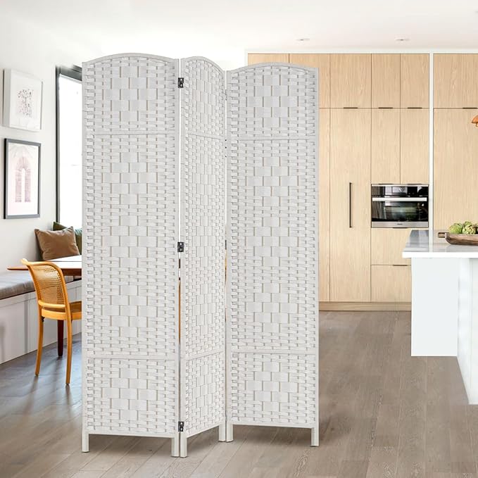 Rose Home Fashion 6 ft Tall Room Divider, Room Dividers and Folding Privacy Screens, 15.7in Privacy Screen 3 Panel Partition Temporary Wall Separation for Private, White