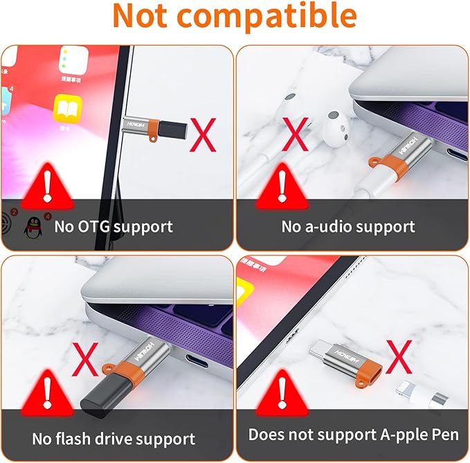 Light-ning to USB C Adapter 4PCS,PD27W/66W/QC100W Fast Charging 480Mbps Data Transfer,Light-ning Female to USB C Male Adapter for Phone 17/16/15,Pad,G-alaxy,X-Peria,S-Witch,Not for Headphones/OTG Gray
