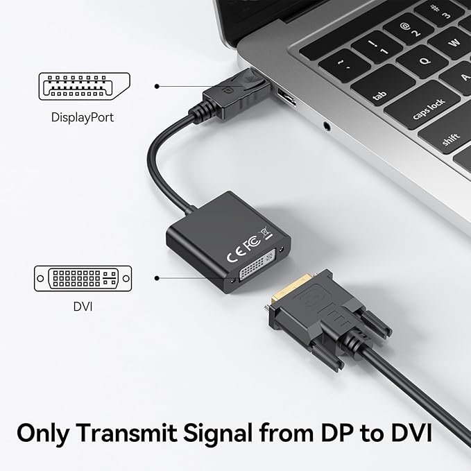 FEMORO DisplayPort to DVI Adapter Converter, Display Port DP to DVI-I Adapter Male to Female 1080P (Male to Female) Compatible with Computer, Desktop, Laptop, PC, Monitor, Projector, HDTV - Black